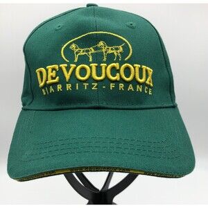 NEW Devoucoux Hat Ball Cap Green Gold Strapback Cotton France Horse Saddles